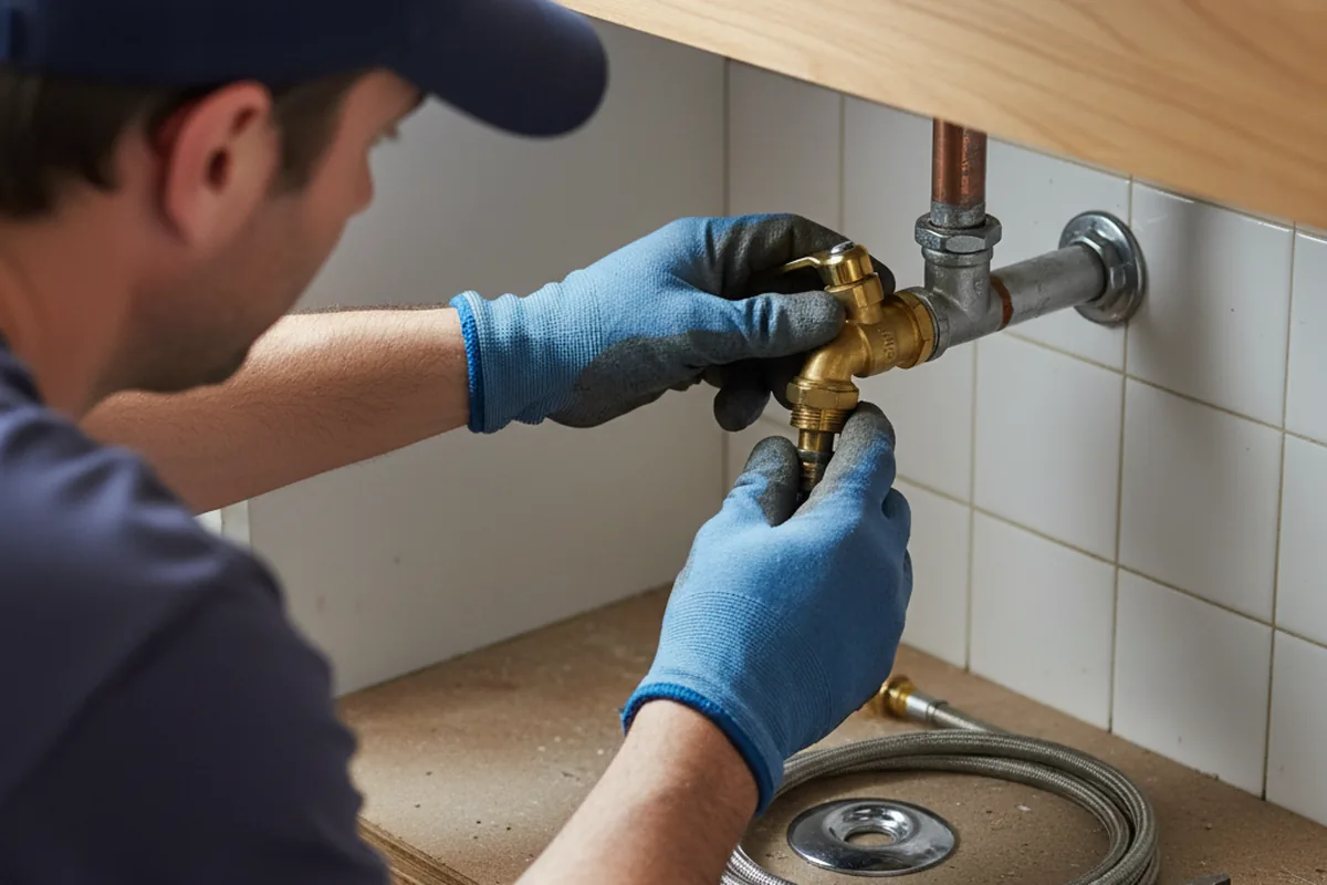 Shutoff valve and fitting work during Burst Pipe Repair in Springboro